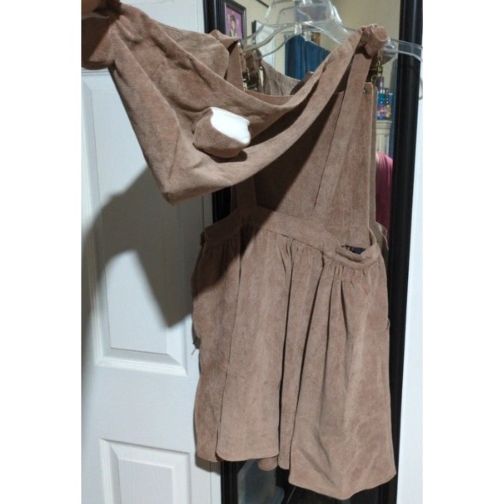 San-X Rilakkuma Suspender Dress Womens Size M Brown Corduroy Hooded Overall - Picture 6 of 7
